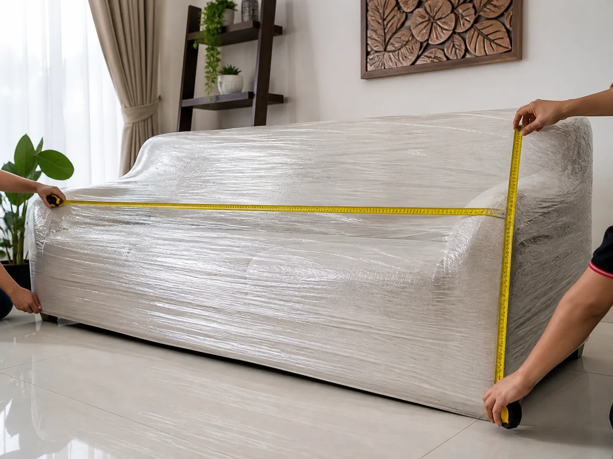 Sofa berbalut diukur untuk ruang akhir